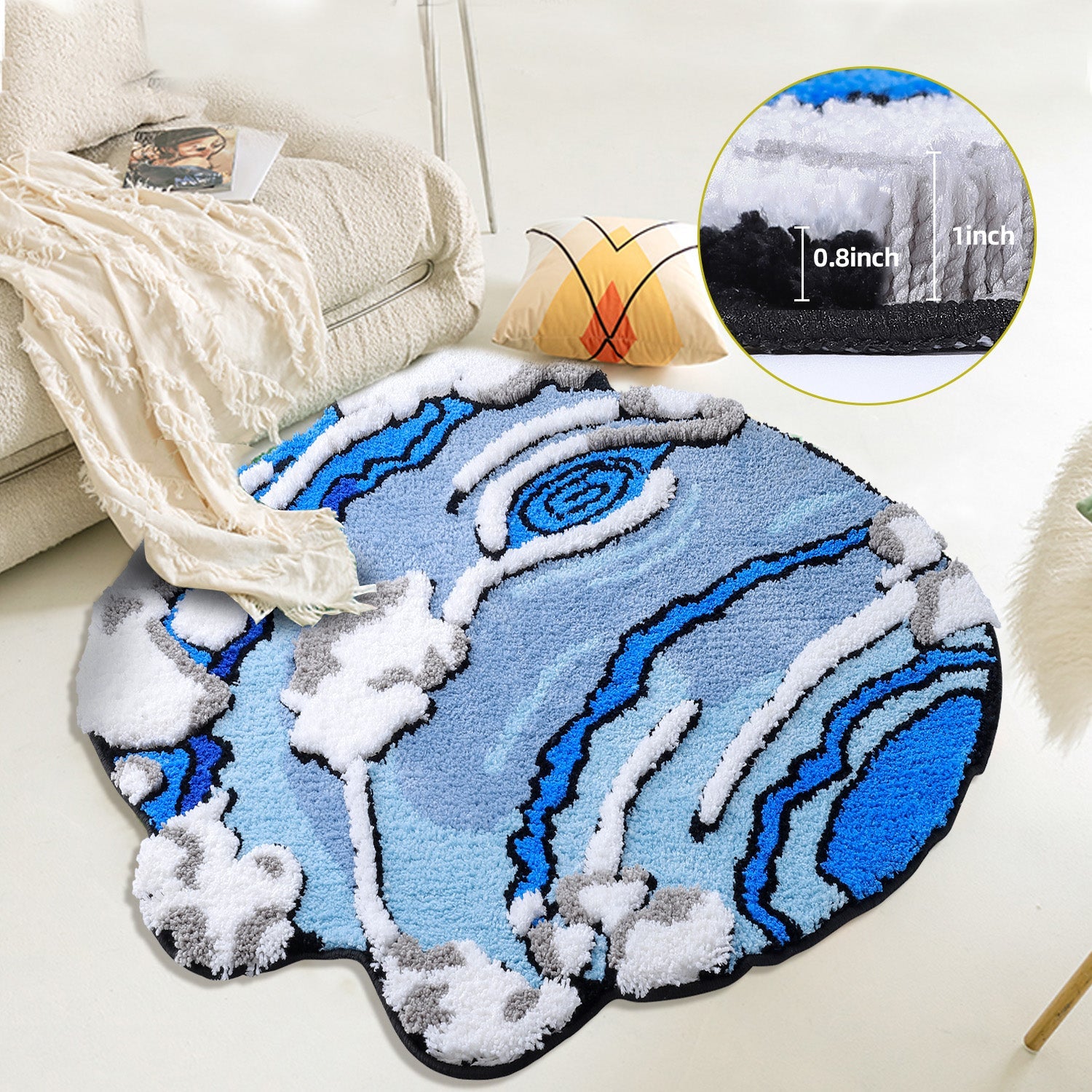 Color Rug For Bedroom - Non Slip Absorbent Floor Mat For Bathroom - Cute Washable Small Shower Mat - Aesthetic Modern Home Decoration Birthday Gifts, Thanksgiving Day Decor, Christmas Decor Home Decor