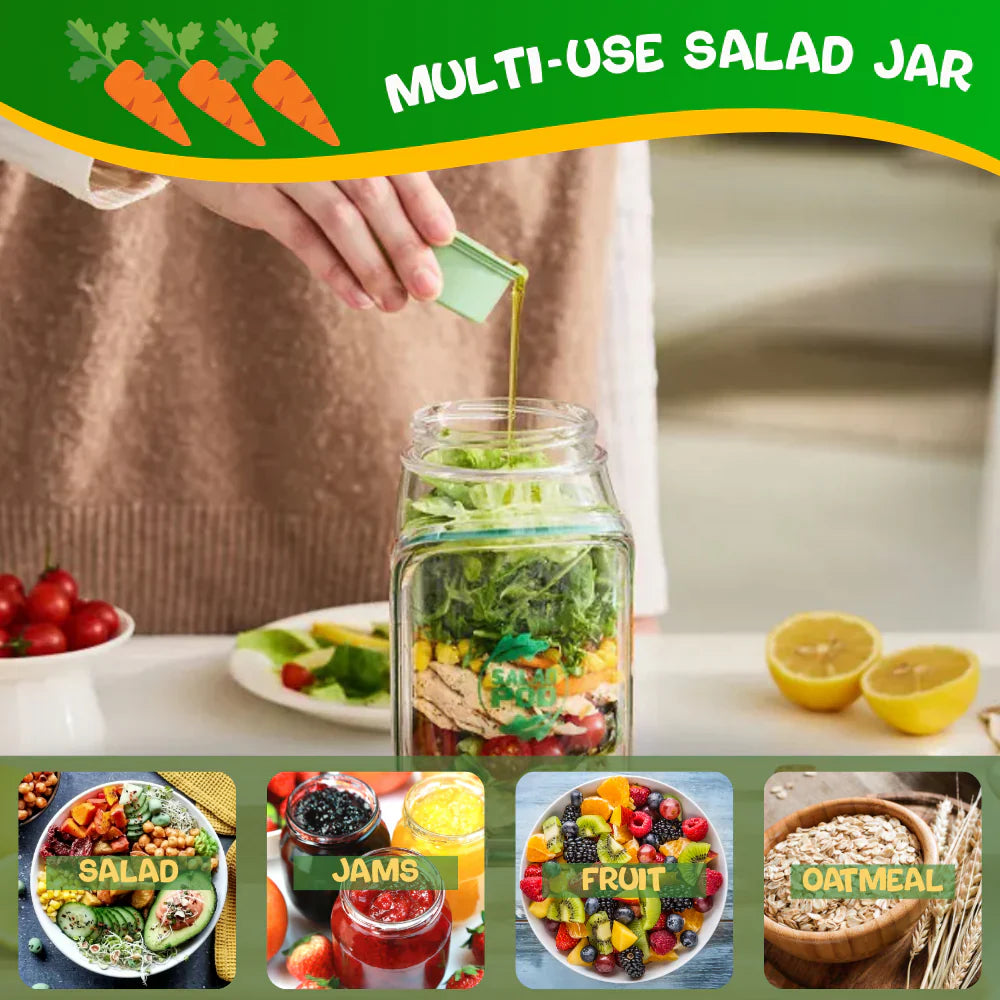 Side-Opening Salad Jar – Portable Meal Prep Container with Dressing Cup
