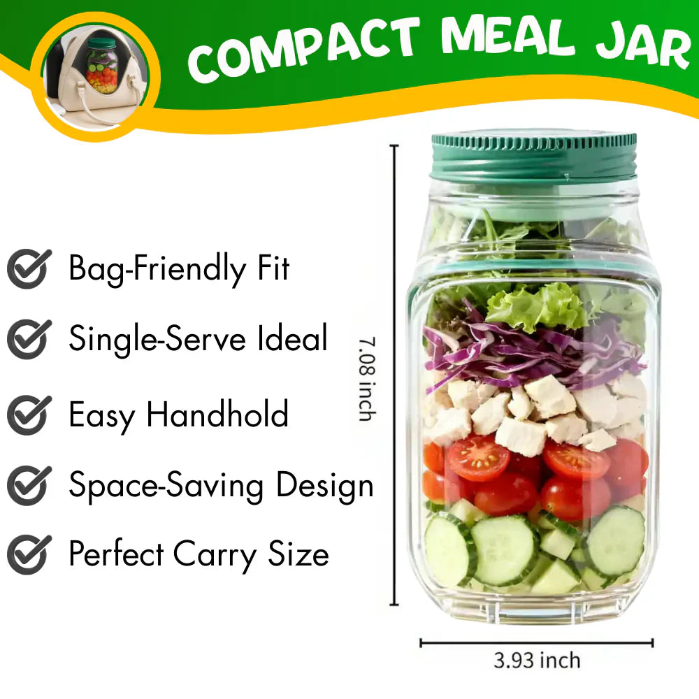 Side-Opening Salad Jar – Portable Meal Prep Container with Dressing Cup