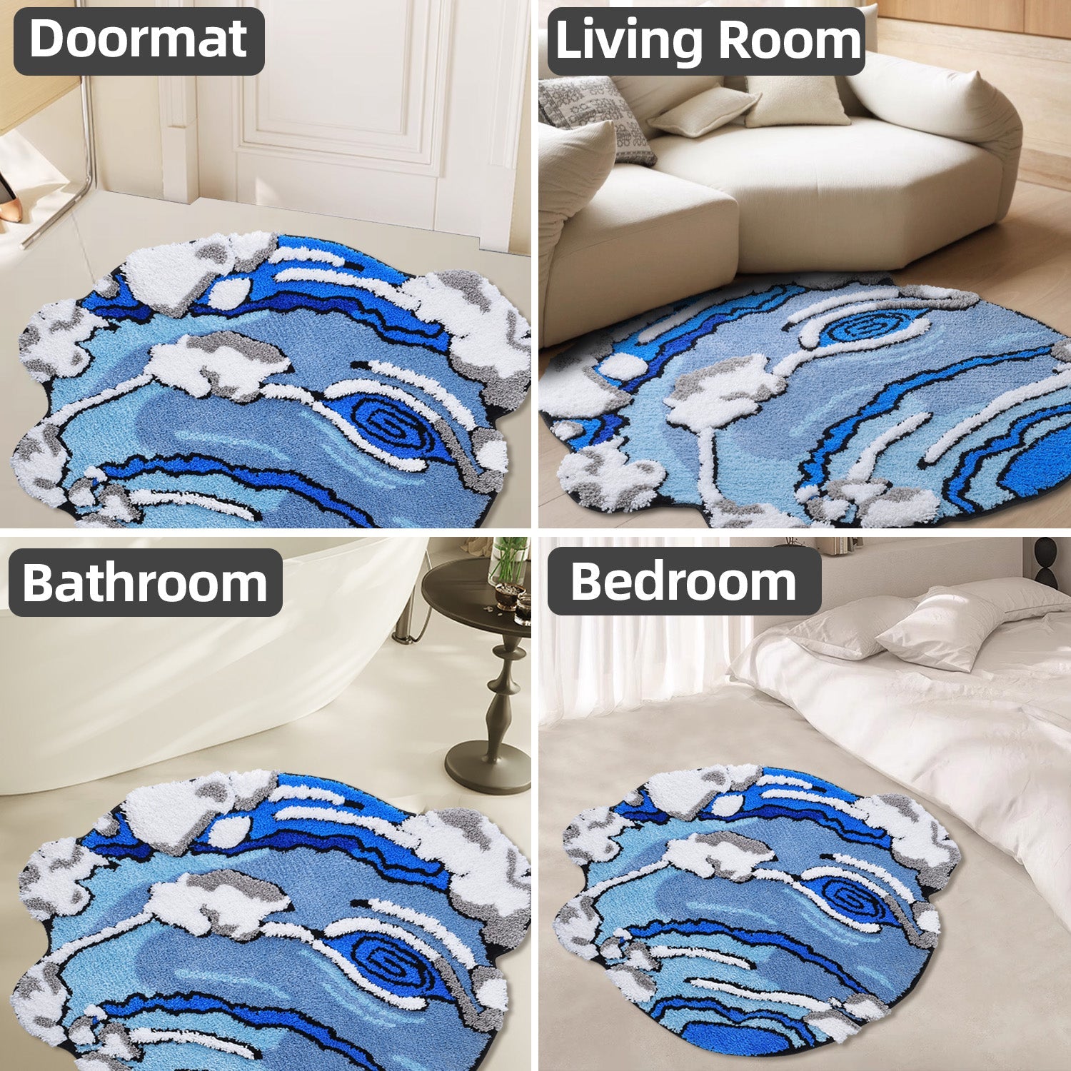 Color Rug For Bedroom - Non Slip Absorbent Floor Mat For Bathroom - Cute Washable Small Shower Mat - Aesthetic Modern Home Decoration Birthday Gifts, Thanksgiving Day Decor, Christmas Decor Home Decor